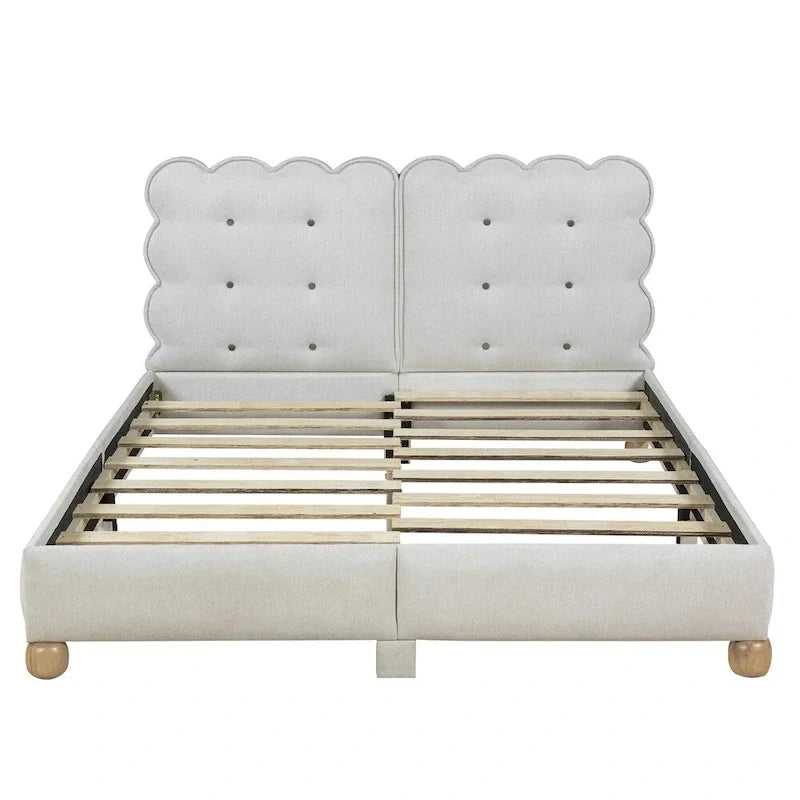 Letto a piattaforma imbottito con struttura in legno Queen Size con gambe di supporto