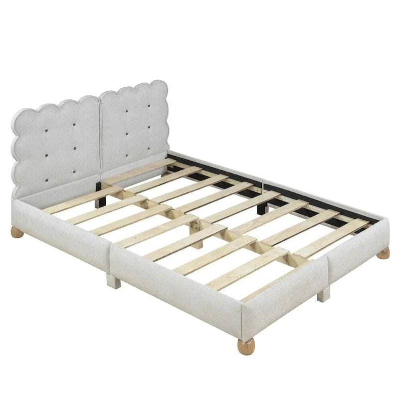 Letto a piattaforma imbottito con struttura in legno Queen Size con gambe di supporto
