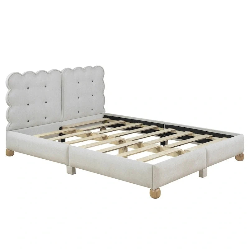 Letto a piattaforma imbottito con struttura in legno Queen Size con gambe di supporto
