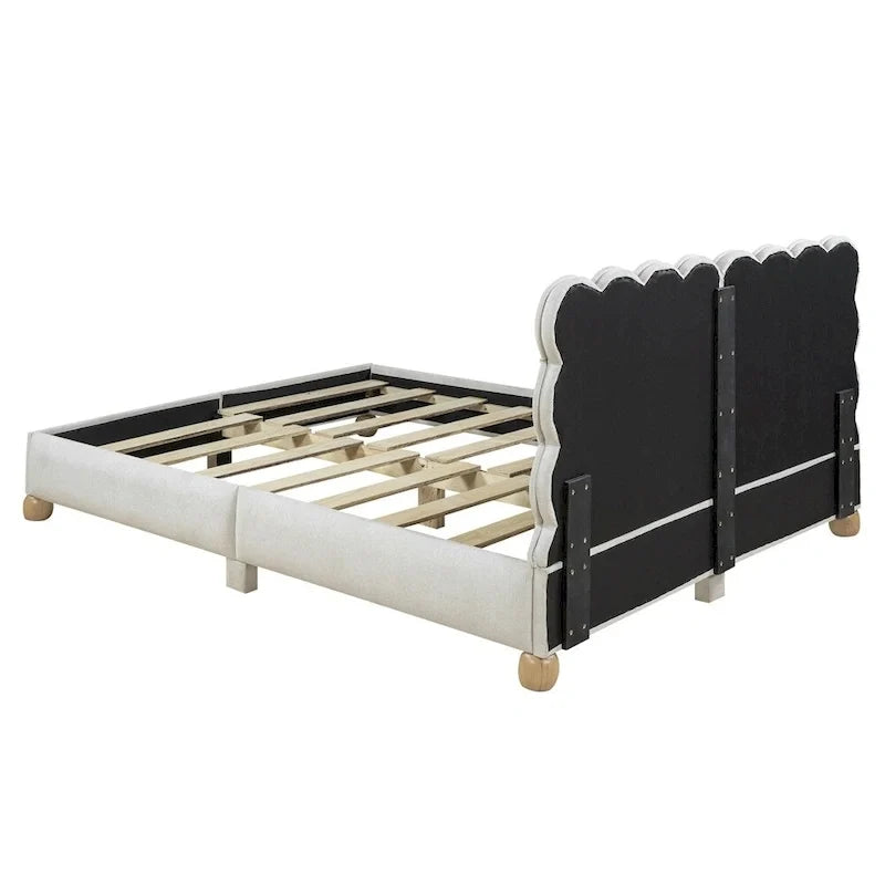 Letto a piattaforma imbottito con struttura in legno Queen Size con gambe di supporto