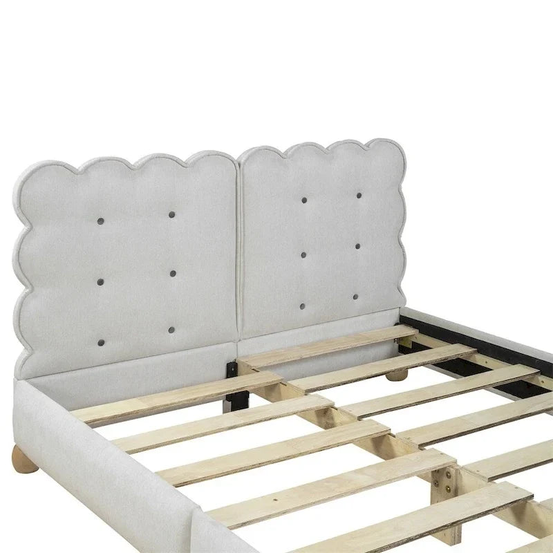 Letto a piattaforma imbottito con struttura in legno Queen Size con gambe di supporto