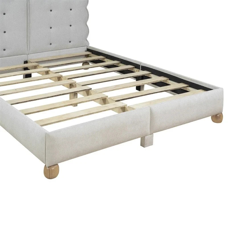 Letto a piattaforma imbottito con struttura in legno Queen Size con gambe di supporto