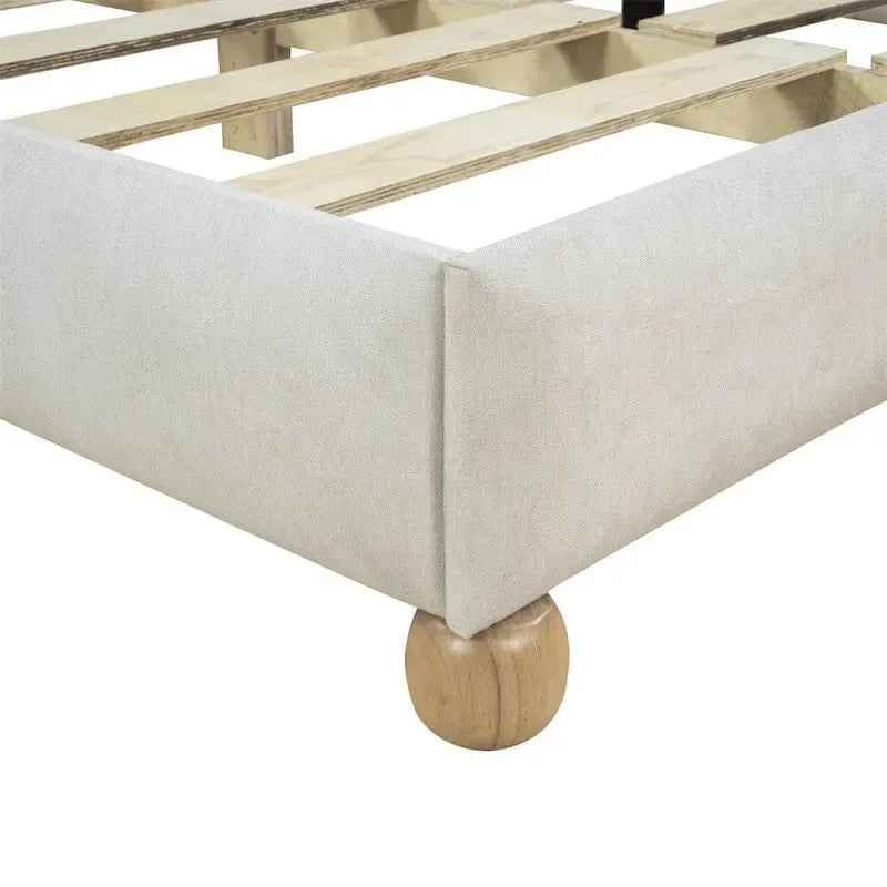 Letto a piattaforma imbottito con struttura in legno Queen Size con gambe di supporto
