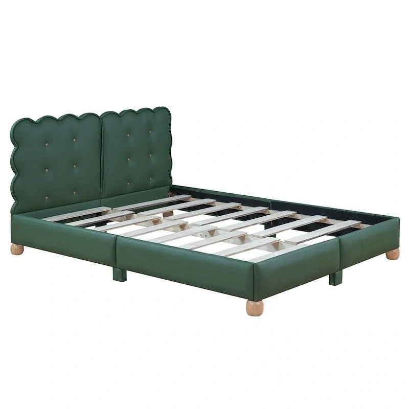 Letto a piattaforma imbottito con struttura in legno Queen Size con gambe di supporto