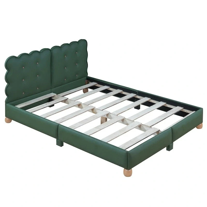 Letto a piattaforma imbottito con struttura in legno Queen Size con gambe di supporto