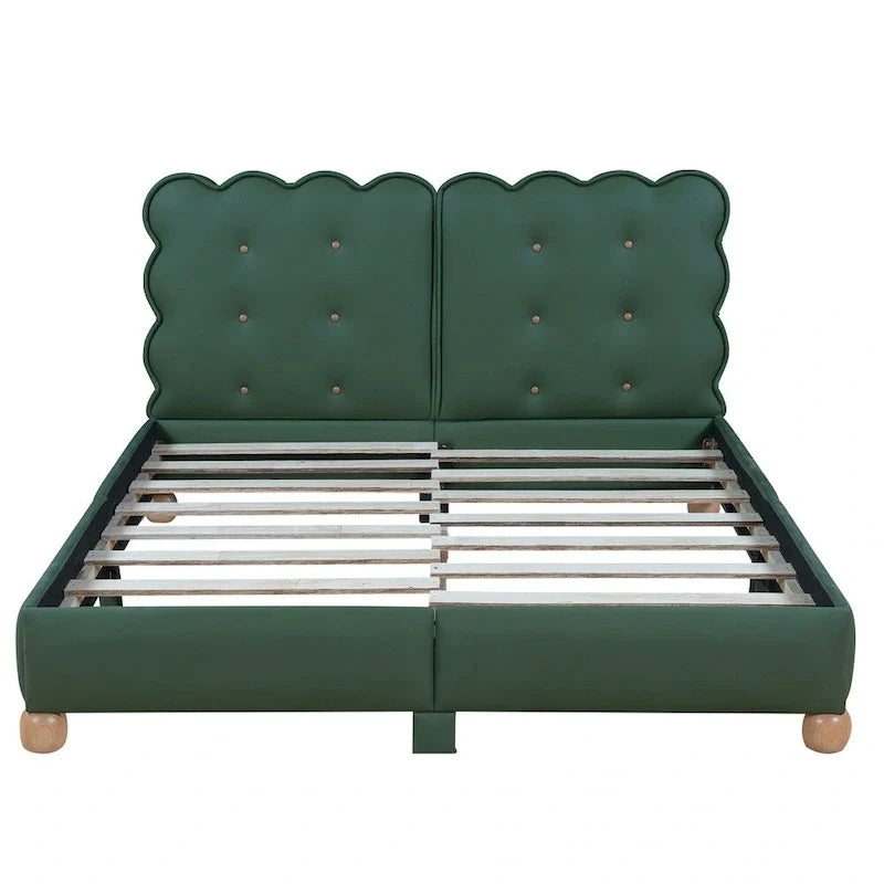 Letto a piattaforma imbottito con struttura in legno Queen Size con gambe di supporto