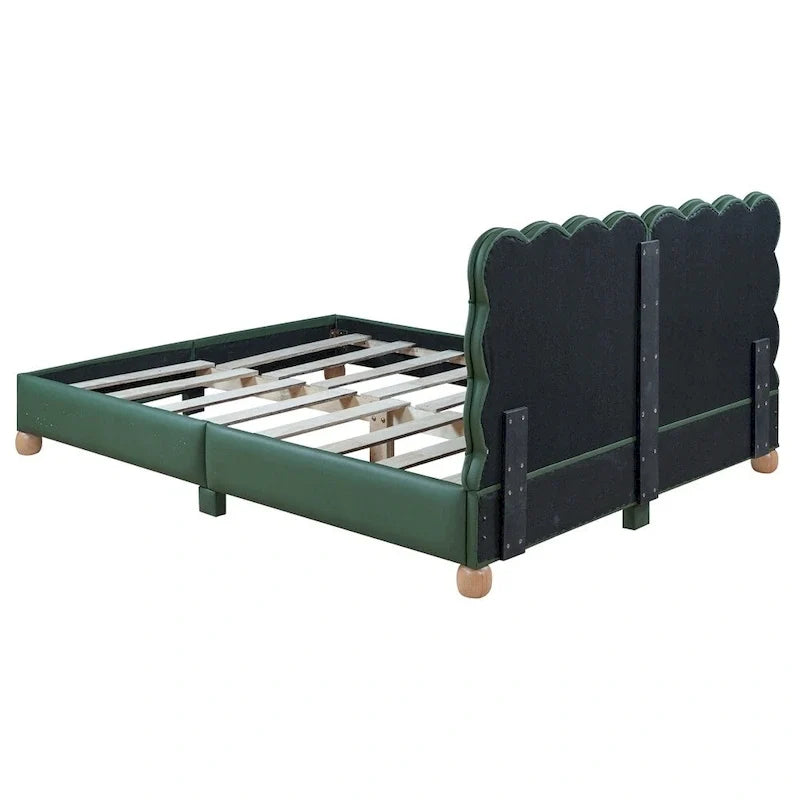 Letto a piattaforma imbottito con struttura in legno Queen Size con gambe di supporto
