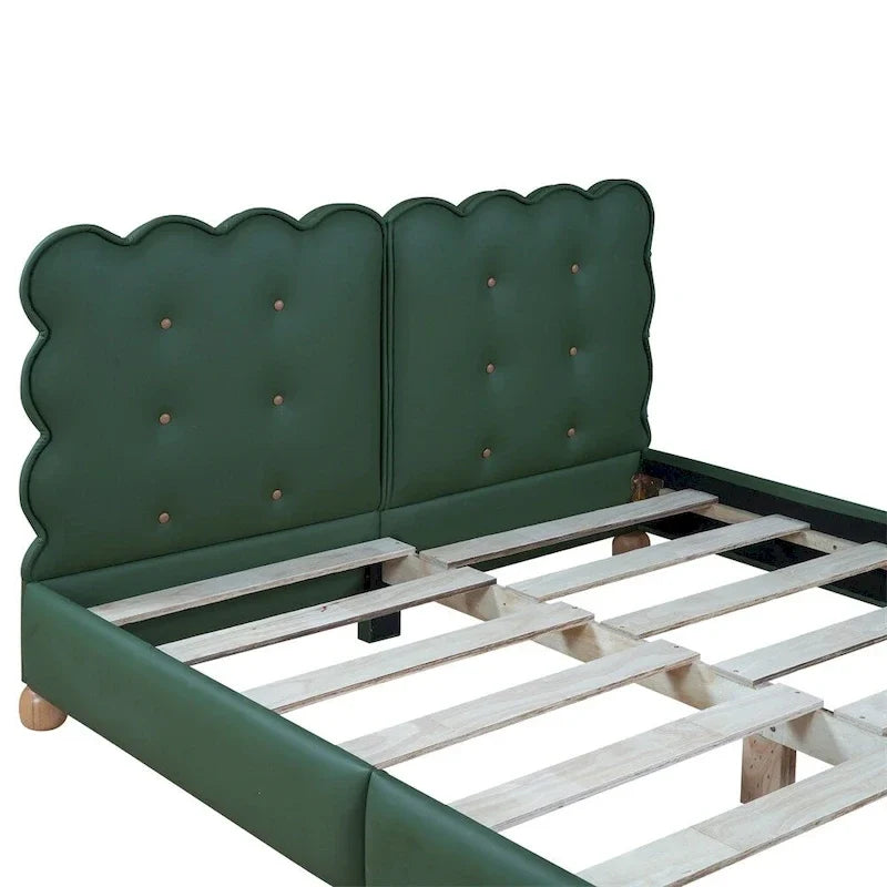 Letto a piattaforma imbottito con struttura in legno Queen Size con gambe di supporto