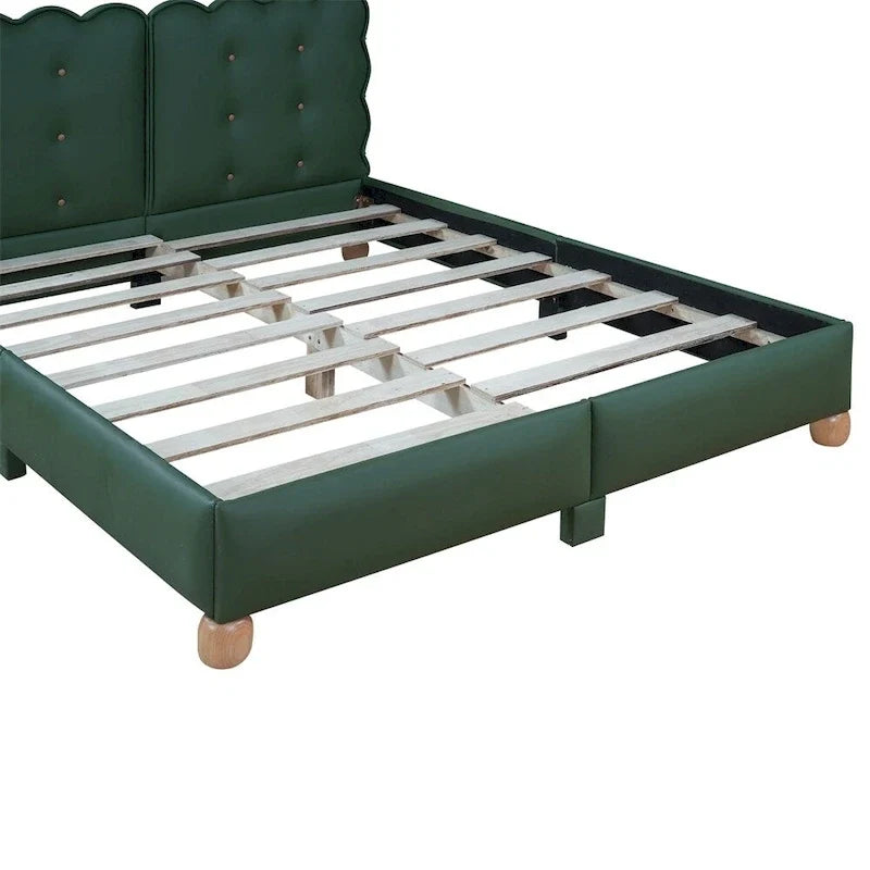 Letto a piattaforma imbottito con struttura in legno Queen Size con gambe di supporto