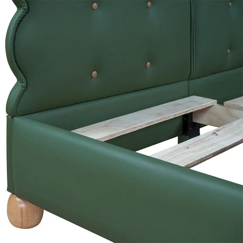 Letto a piattaforma imbottito con struttura in legno Queen Size con gambe di supporto