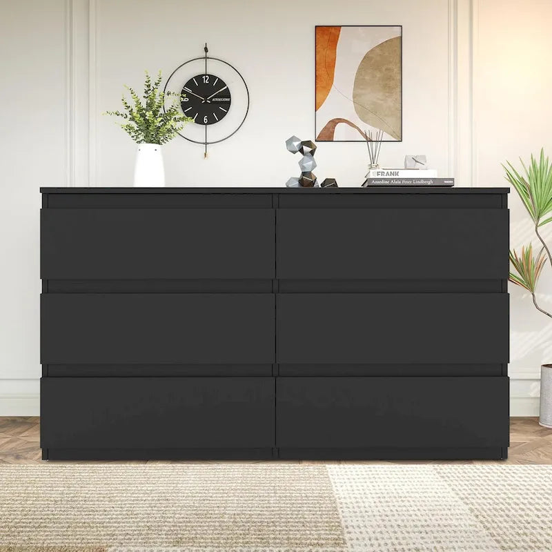 Commode de rangement minimaliste en bois à six tiroirs