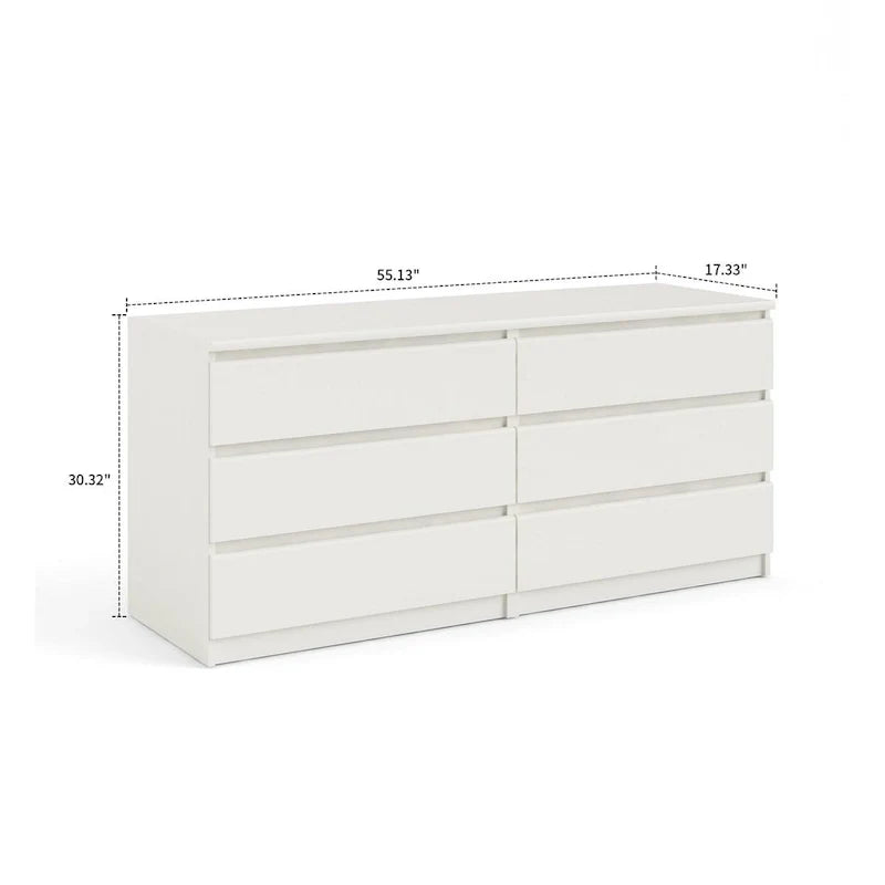 Commode de rangement minimaliste en bois à six tiroirs