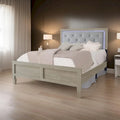 Lit King Size Ancy, tête de lit capitonnée et rembourrée, finition gris clair