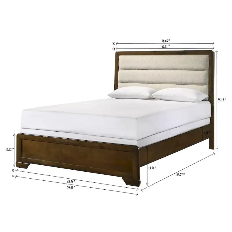 Ensemble de chambre à coucher Jimmy 4 pièces capitonné brun-beige