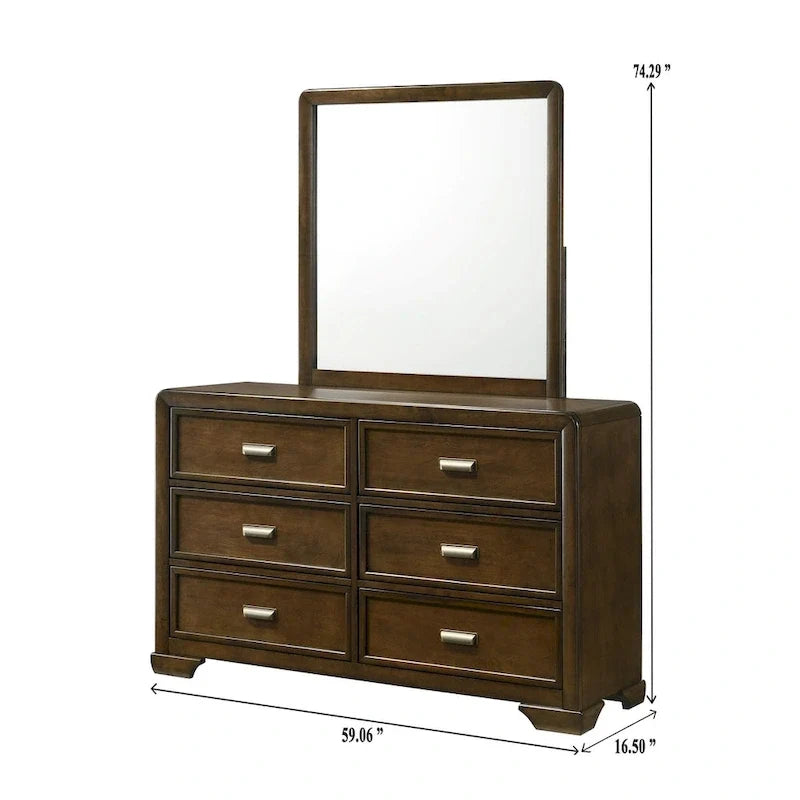 Ensemble de chambre à coucher Jimmy 4 pièces capitonné brun-beige