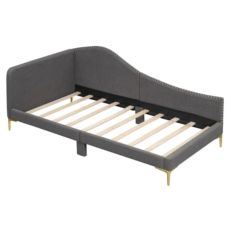 Lit de repos capitonné pour lit jumeau avec tête de lit et accoudoir