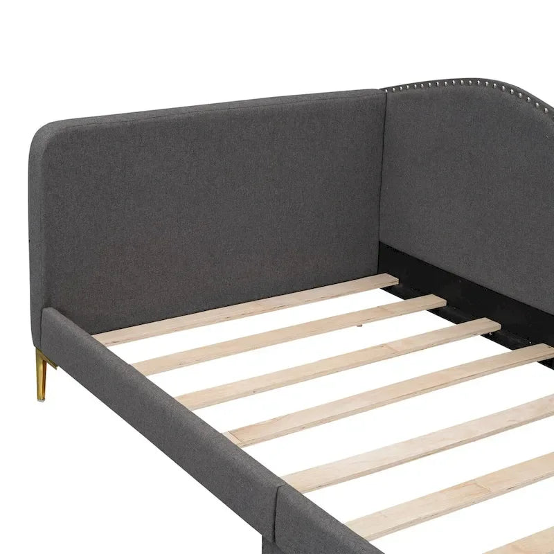 Lit de repos capitonné pour lit jumeau avec tête de lit et accoudoir