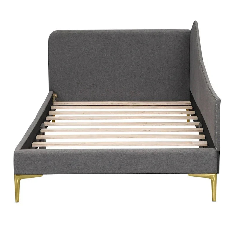 Lit de repos capitonné pour lit jumeau avec tête de lit et accoudoir