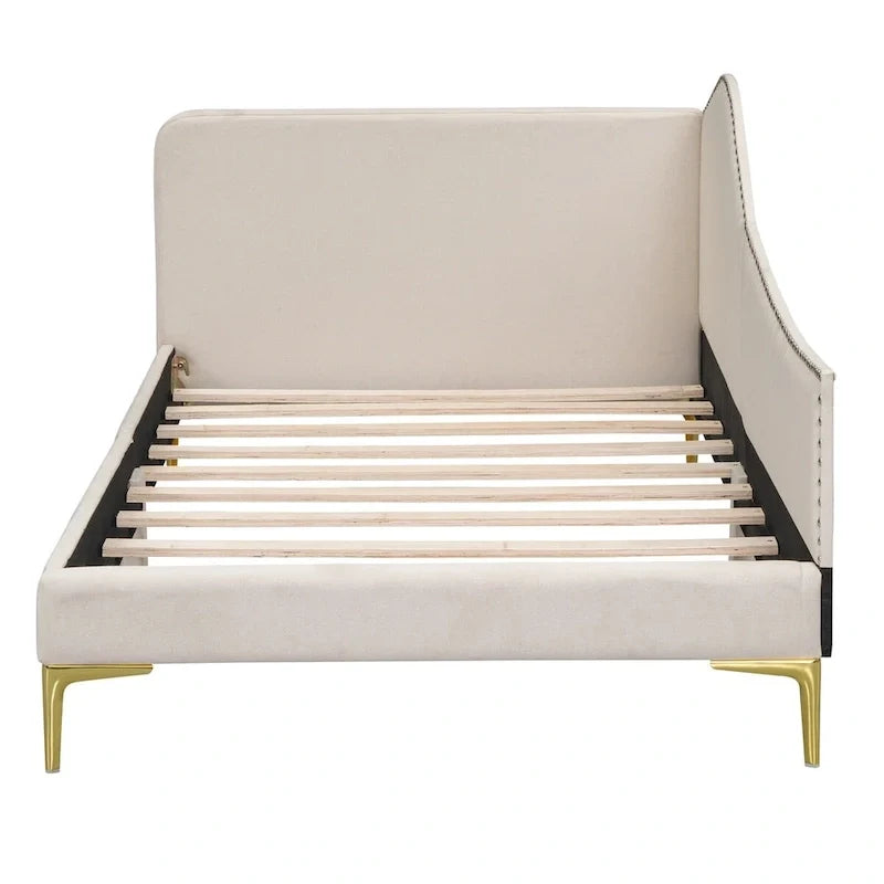 Lit de repos capitonné pour lit jumeau avec tête de lit et accoudoir