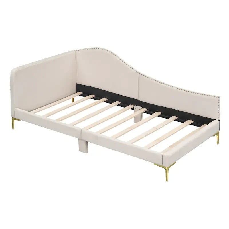 Lit de repos capitonné pour lit jumeau avec tête de lit et accoudoir