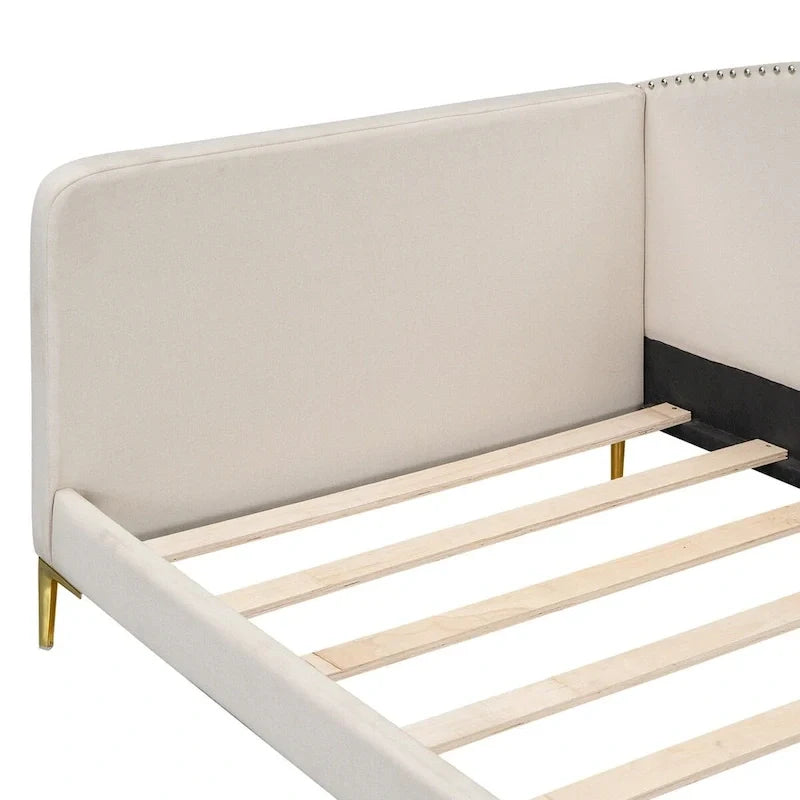 Lit de repos capitonné pour lit jumeau avec tête de lit et accoudoir