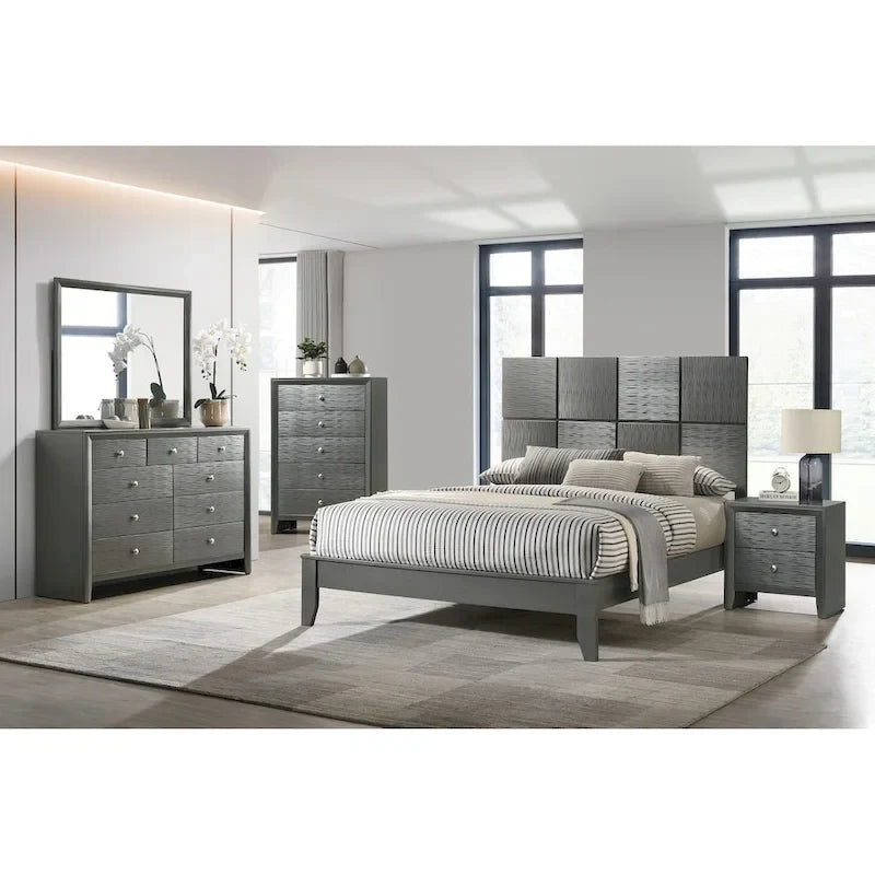 Parure de lit Sim 3 pièces gris acier