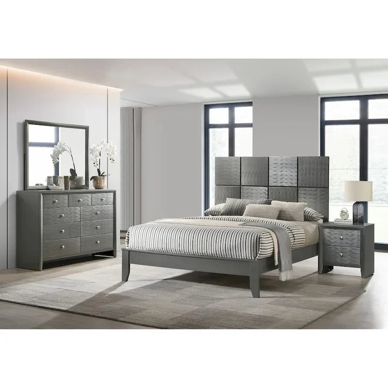 Parure de lit Sim 3 pièces gris acier
