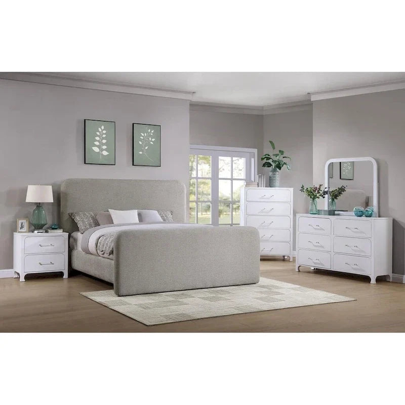 Lit plateforme rembourré Kendra Grey