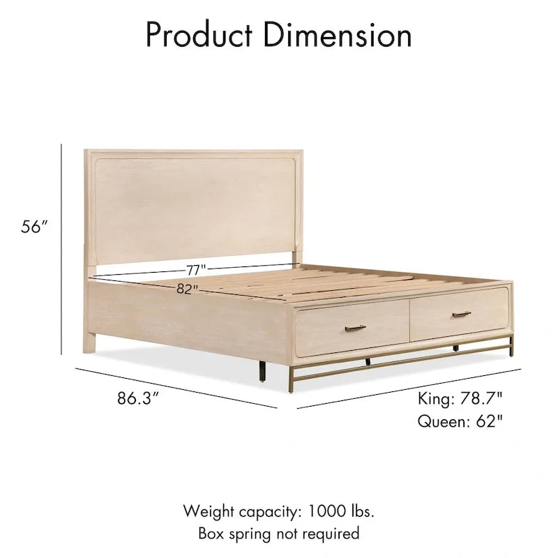 Ensemble de chambre à coucher 3 pièces lit et 2 tables de chevet en bois massif de chêne transitionnel Drayden de Furniture of America