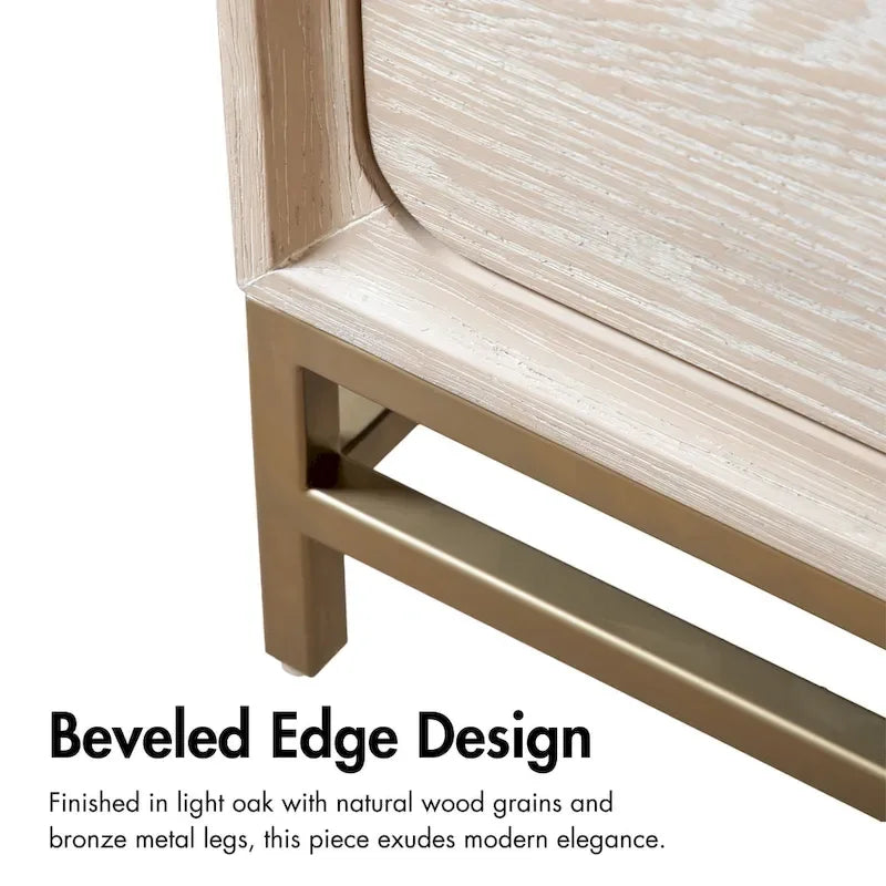 Ensemble de chambre à coucher 3 pièces lit et 2 tables de chevet en bois massif de chêne transitionnel Drayden de Furniture of America