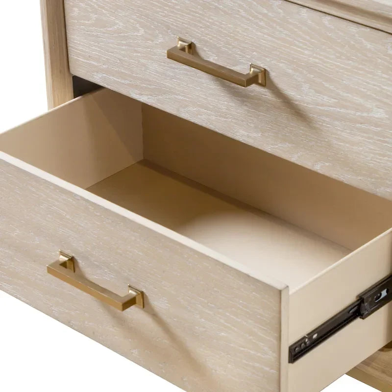Ensemble de chambre à coucher 3 pièces lit et 2 tables de chevet en bois massif de chêne transitionnel Drayden de Furniture of America