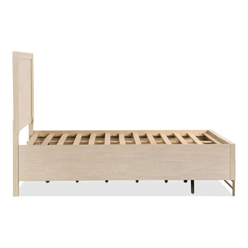 Ensemble de chambre à coucher 3 pièces lit et 2 tables de chevet en bois massif de chêne transitionnel Drayden de Furniture of America