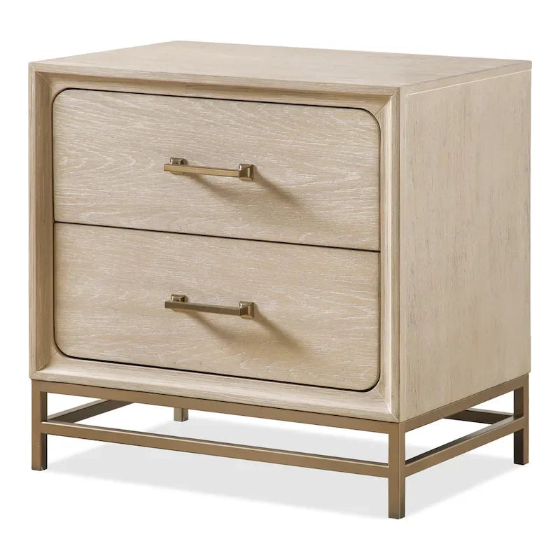Ensemble de chambre à coucher 3 pièces lit et 2 tables de chevet en bois massif de chêne transitionnel Drayden de Furniture of America