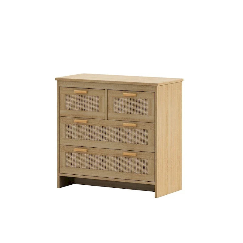 Cassettiera a 4 cassetti in rattan, per camera da letto, soggiorno, corridoi