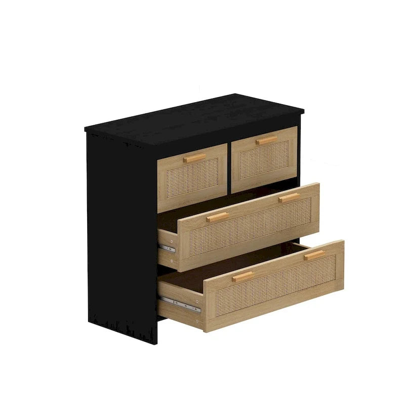 Cassettiera a 4 cassetti in rattan, per camera da letto, soggiorno, corridoi