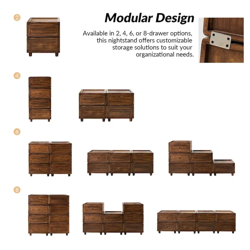 Table de chevet à tiroirs Greg Transitional 2 avec plusieurs configurations par HULALA HOME