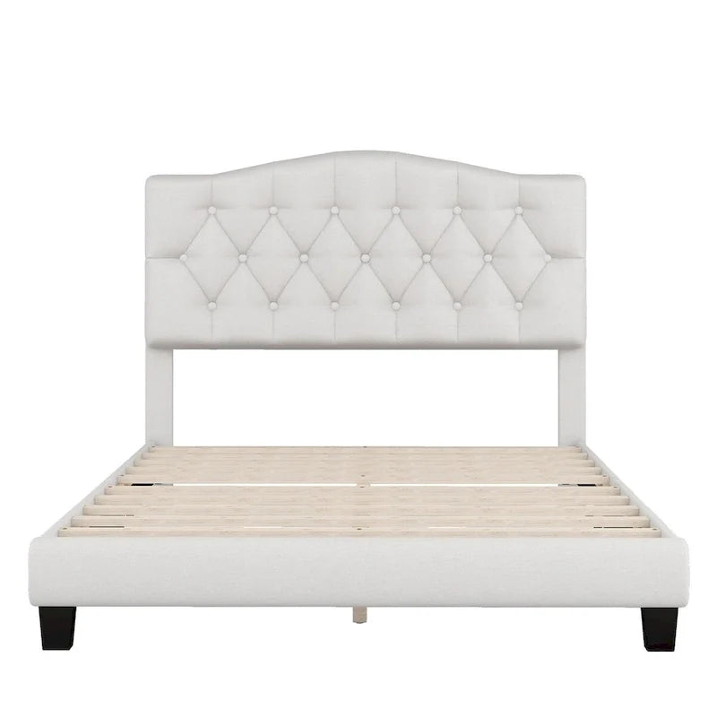 Lit plateforme rembourré avec tête de lit incurvée par Harper&Bright Designs