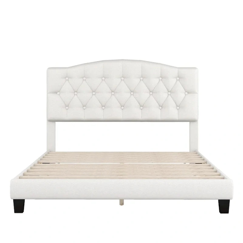 Lit plateforme rembourré avec tête de lit incurvée par Harper&Bright Designs