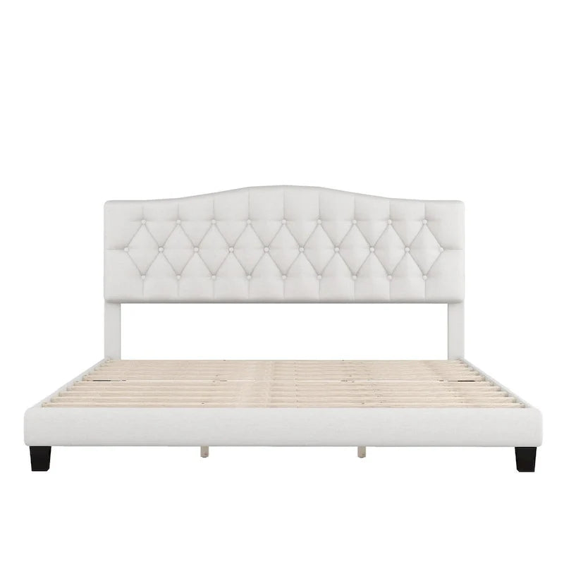 Lit plateforme rembourré avec tête de lit incurvée par Harper&Bright Designs