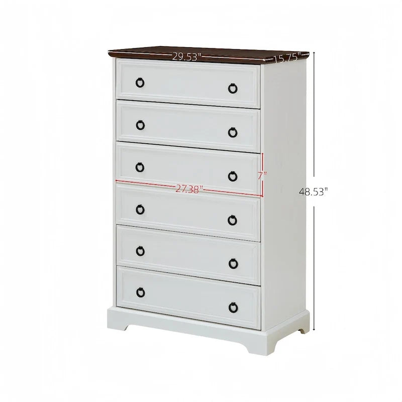 Commode moderne à 6 tiroirs pour chambre à coucher, chiffonnier haut, organiseurs de placard et rangement pour vêtements