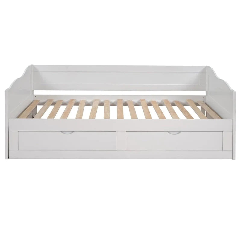 Divano Letto Estraibile in Legno, Letto da Giorno con Letto Estraibile e 2 Cassetti Contenitori