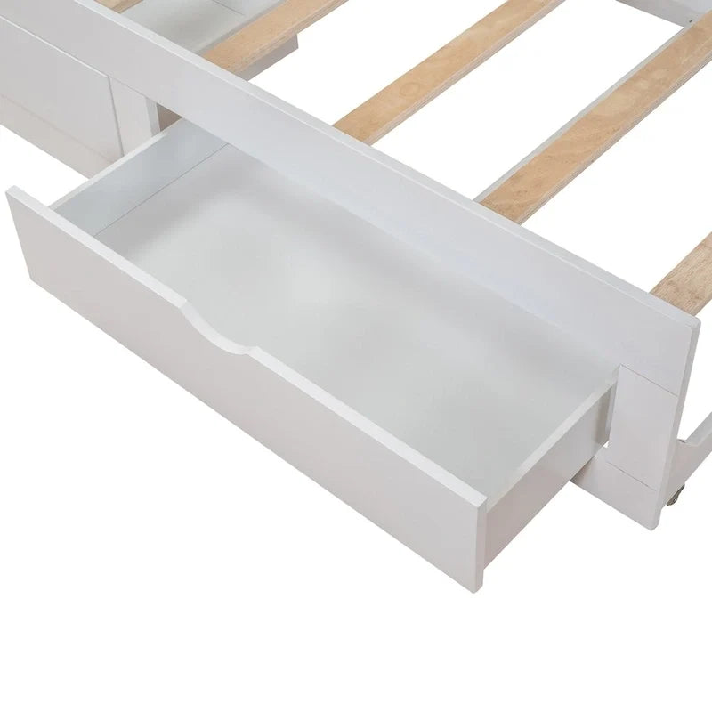 Divano Letto Estraibile in Legno, Letto da Giorno con Letto Estraibile e 2 Cassetti Contenitori