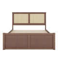 Queen Size Wood Storage Platform Bed with 4 Drawers, Rattan Headboard