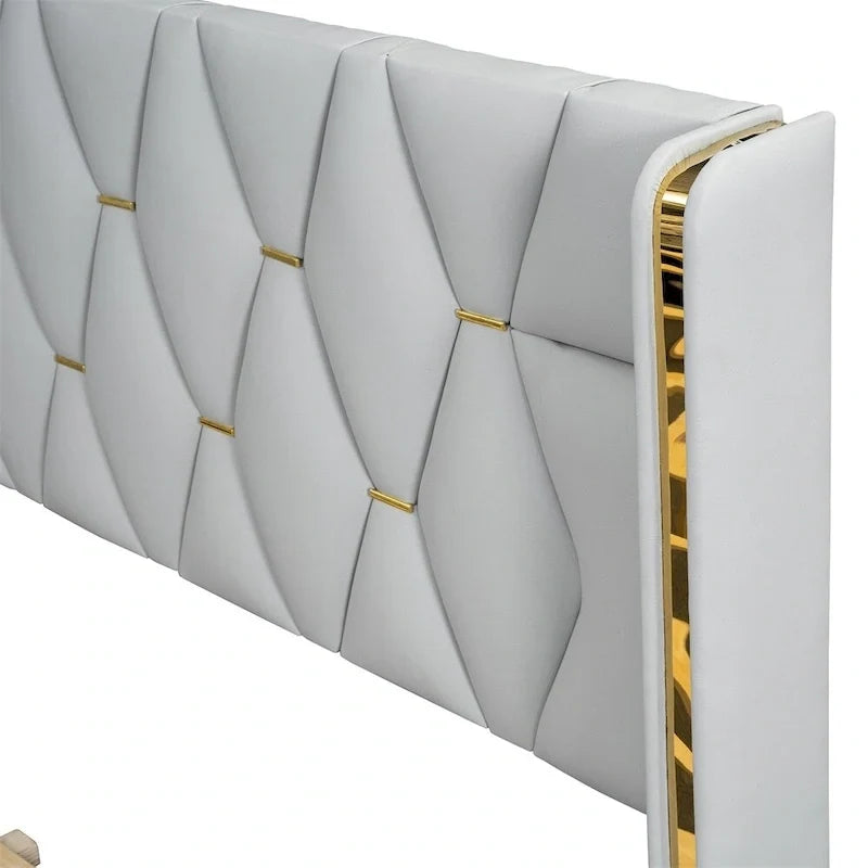 Lit plateforme pleine grandeur en cuir avec cadre en bois
