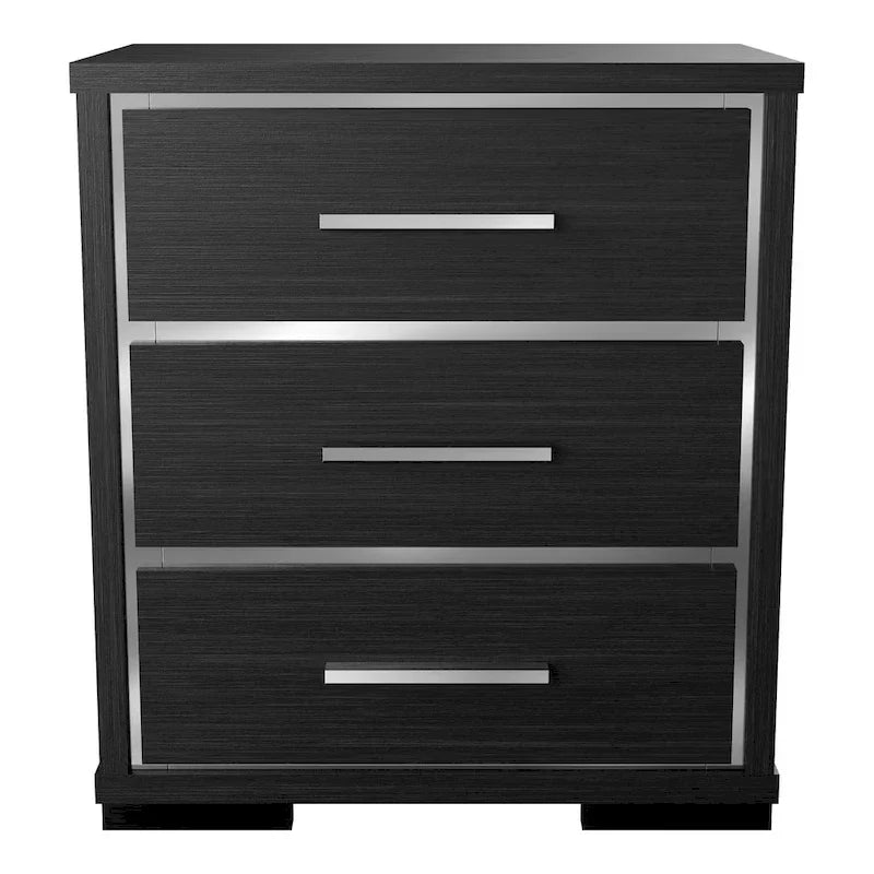 Furniture of America Kastela Set letto con pannelli, comodino e cassettiera in 3 pezzi, grigio, contemporaneo, con luci a LED e porte USB
