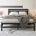 Cadre de lit plateforme Queen Size avec tête de lit en bois, rangement sous le lit