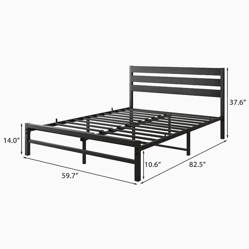 Cadre de lit plateforme Queen Size avec tête de lit en bois, rangement sous le lit