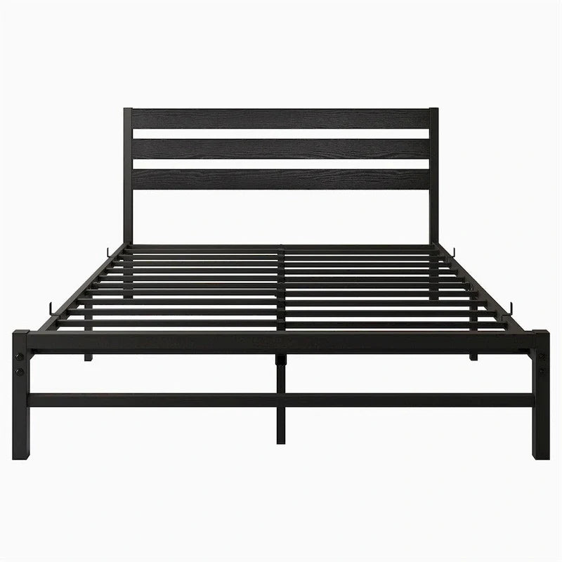 Cadre de lit plateforme Queen Size avec tête de lit en bois, rangement sous le lit