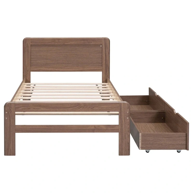 Cadre de lit plateforme en bois au design moderne avec lit gigogne