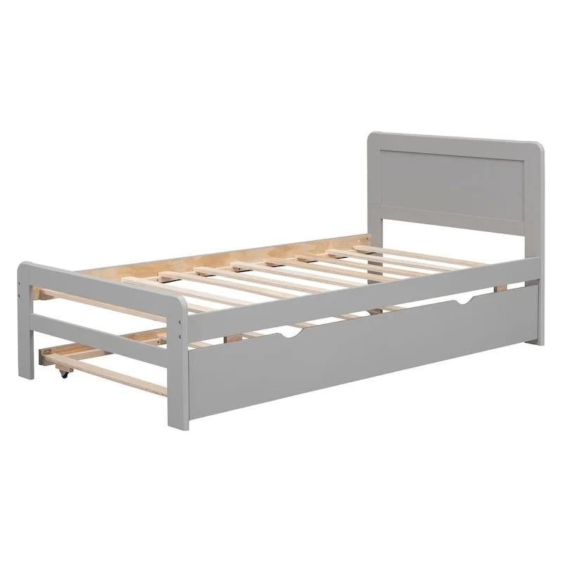 Cadre de lit plateforme en bois au design moderne avec lit gigogne